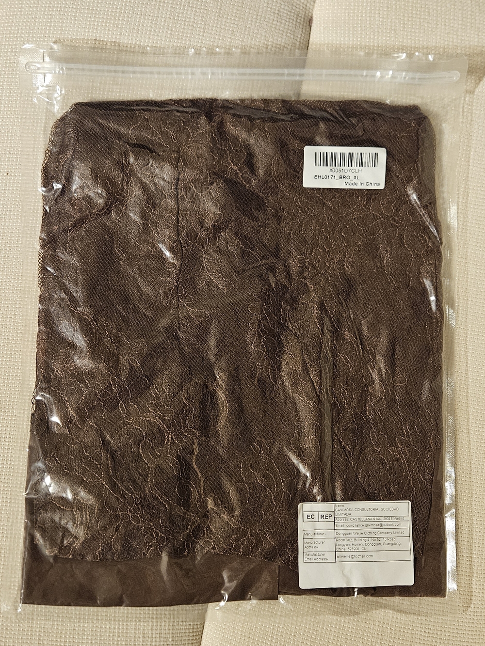 Elegant Brown Satin Lace-Trim Midi Skirt Size XL NIP - Picture 4 of 5